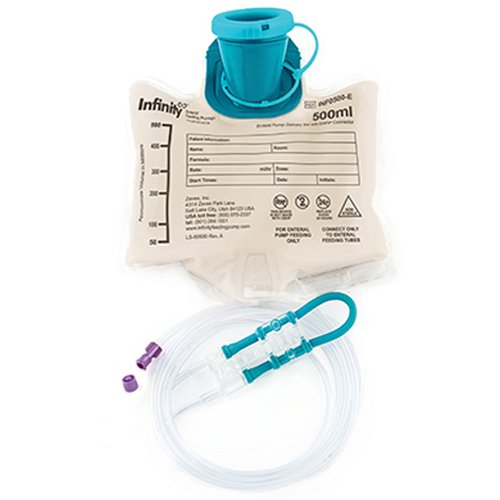 Delivery Set Enteral Feeding Pump Bag Set with ENFit® Connector Infinity® 500 mL Silicone NonSterile by Moog  ID INF0500-E